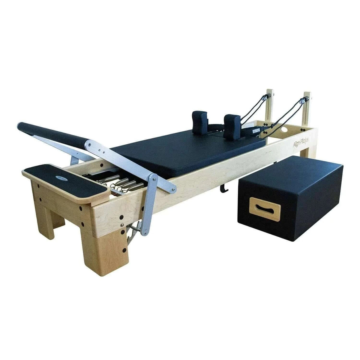 Align Pilates M8-Pro, reformer with the Pro Sitting Box placed beside it