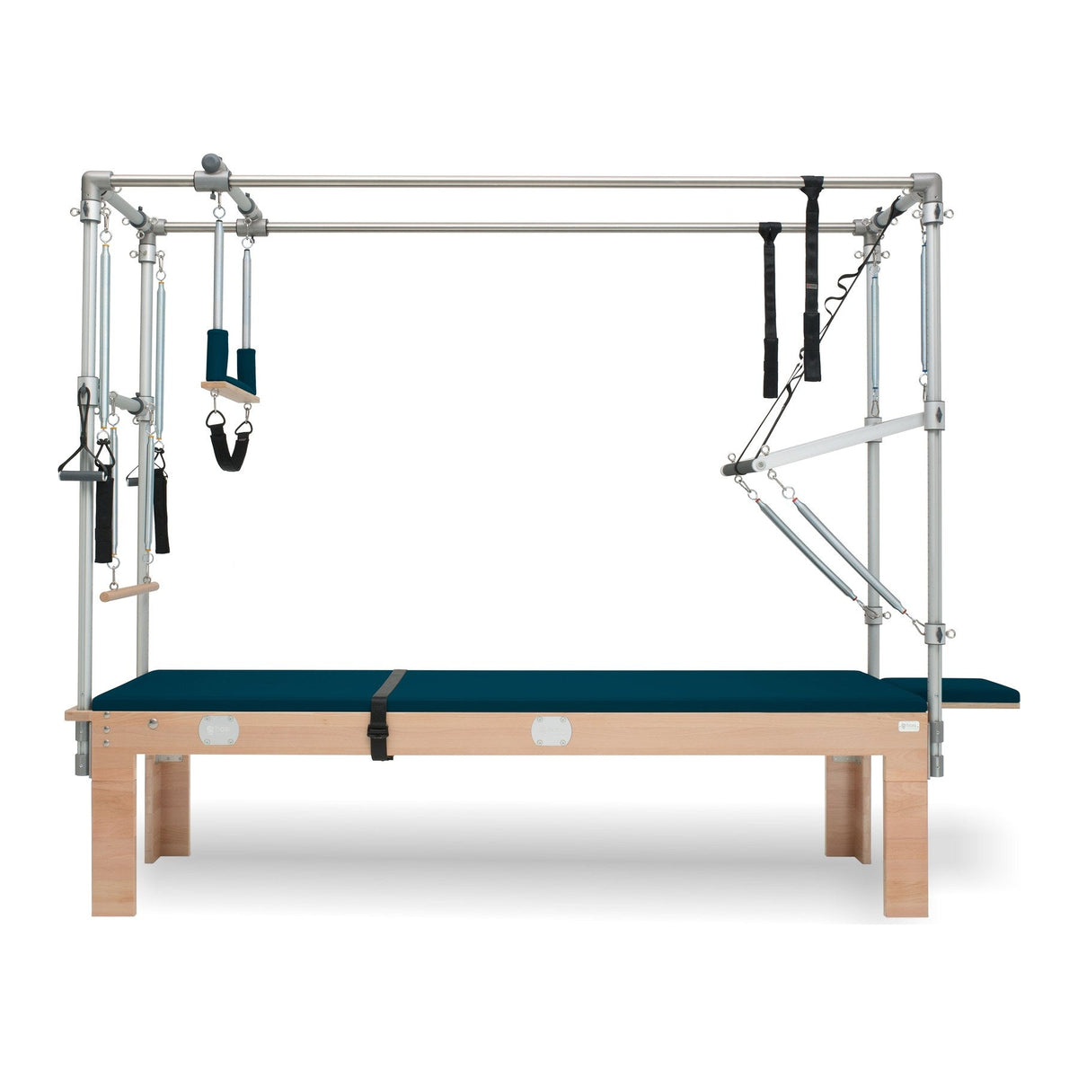 BASI Systems Cadillac Trapeze Table upholstered in Petrol Green, the whole apparatus shown against a plain background, second view