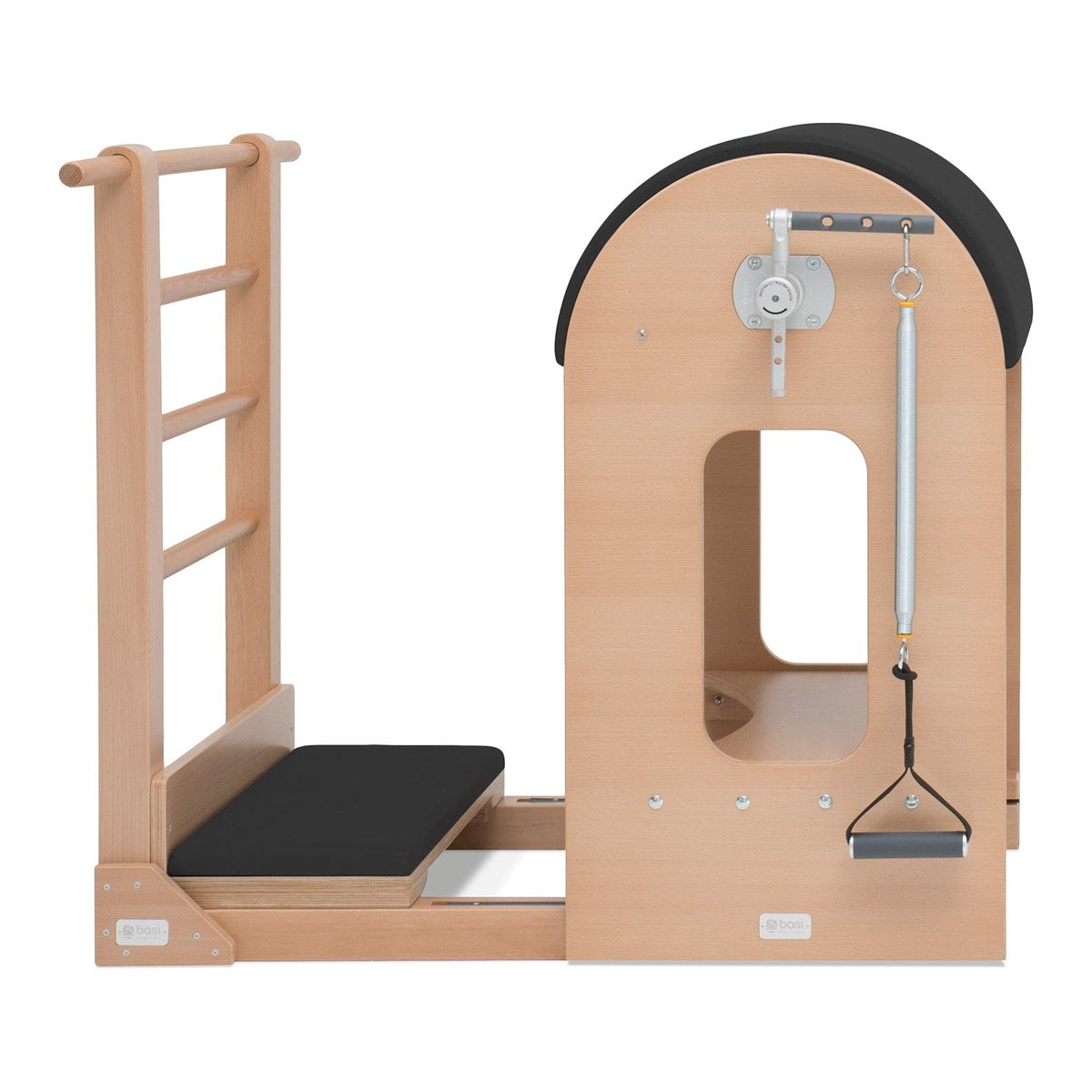 BASI Systems Ladder Barrel upholstered in Moonless Night Black, the whole apparatus shown against a plain background