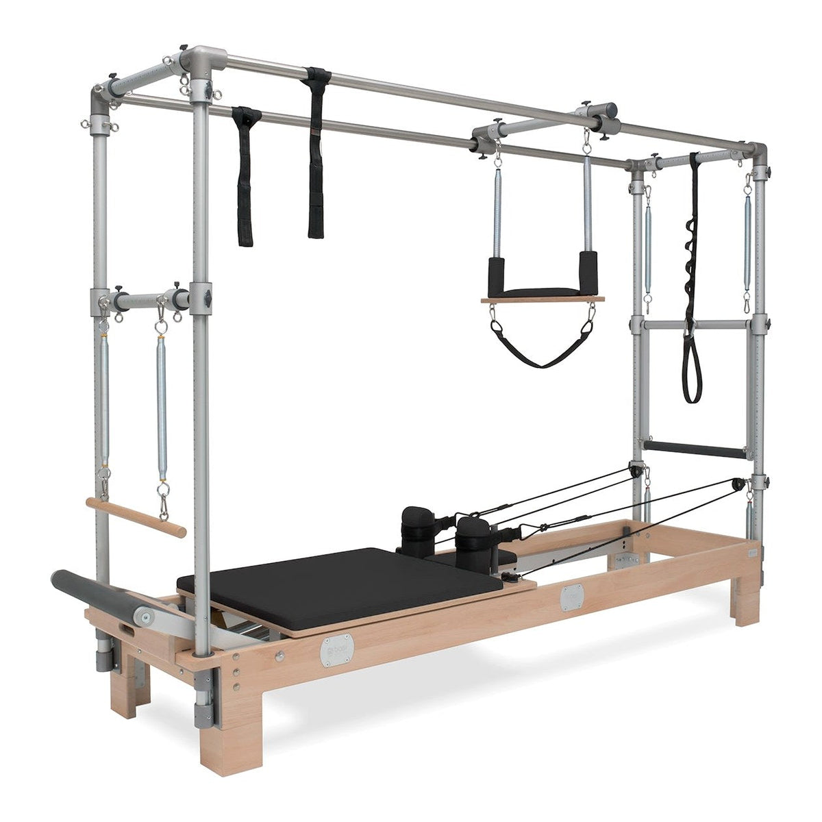 BASI Systems Reformer Combo upholstered in Moonless Night Black, the whole apparatus shown against a plain background