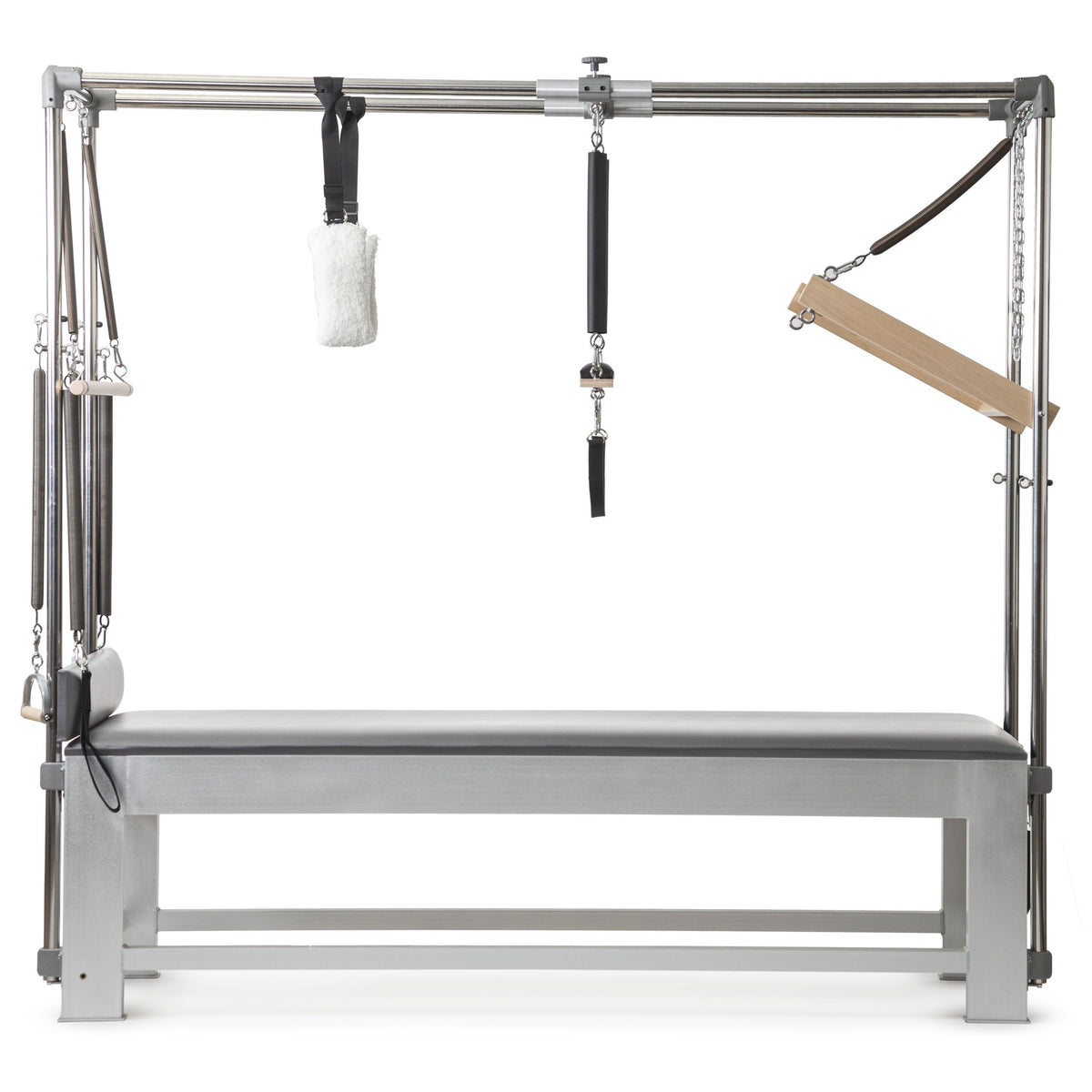 Elina Pilates Classic Aluminium Cadillac in grey, front view