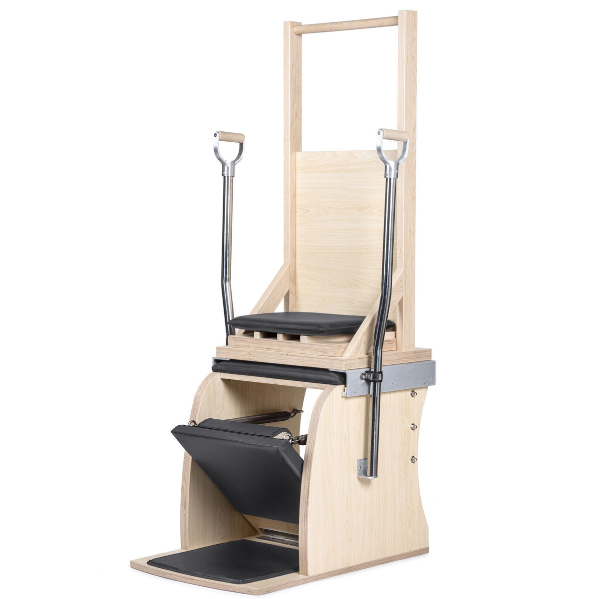 Elina Pilates Classic Combo Chair with Back in black, with backrest and handles