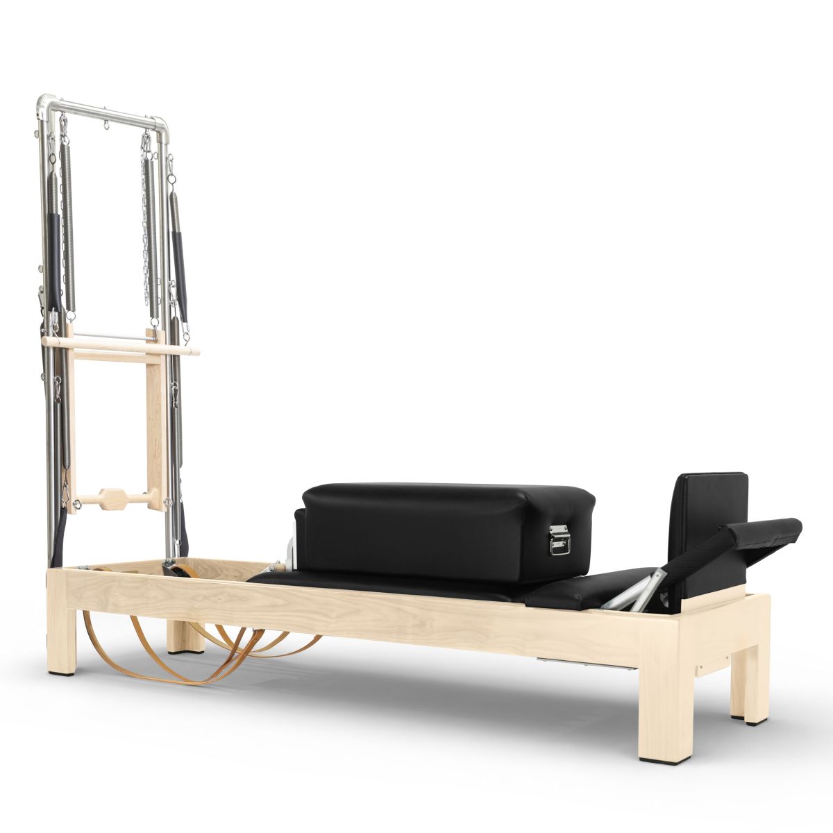 Elina Pilates Classic Natural Wood Reformer 86" with Tower in black