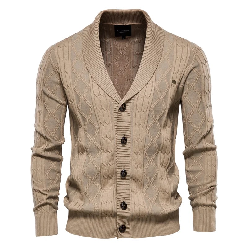 Ellis shawl-collar cardigan in oatmeal