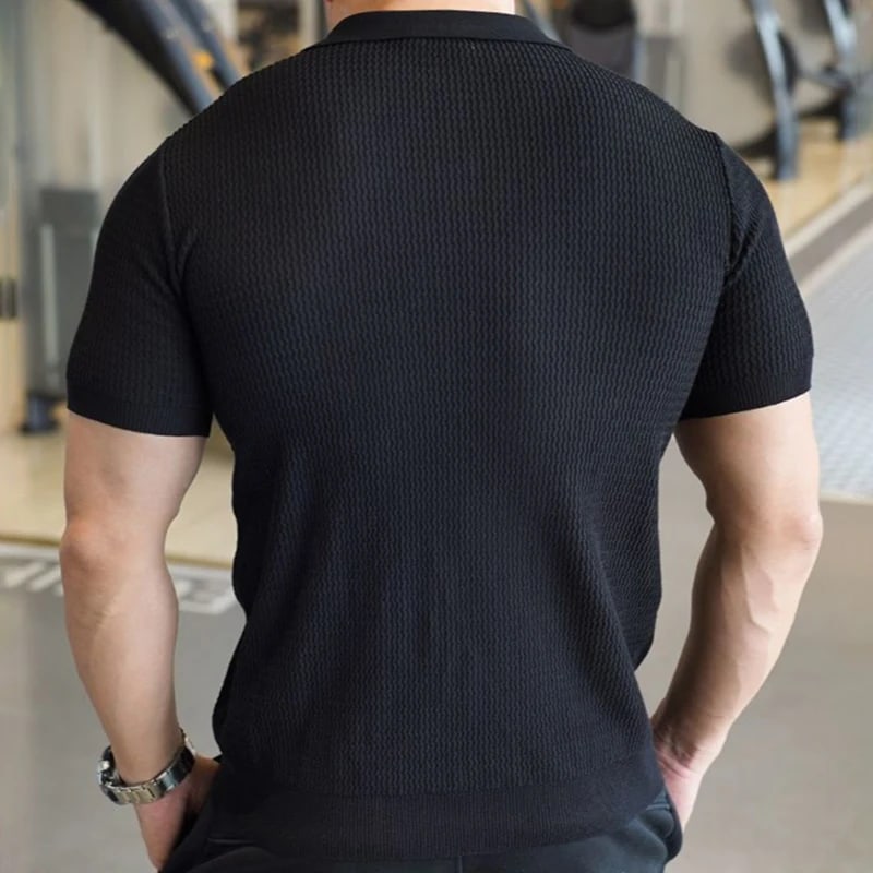 Back of the Riviera polo shirt in black