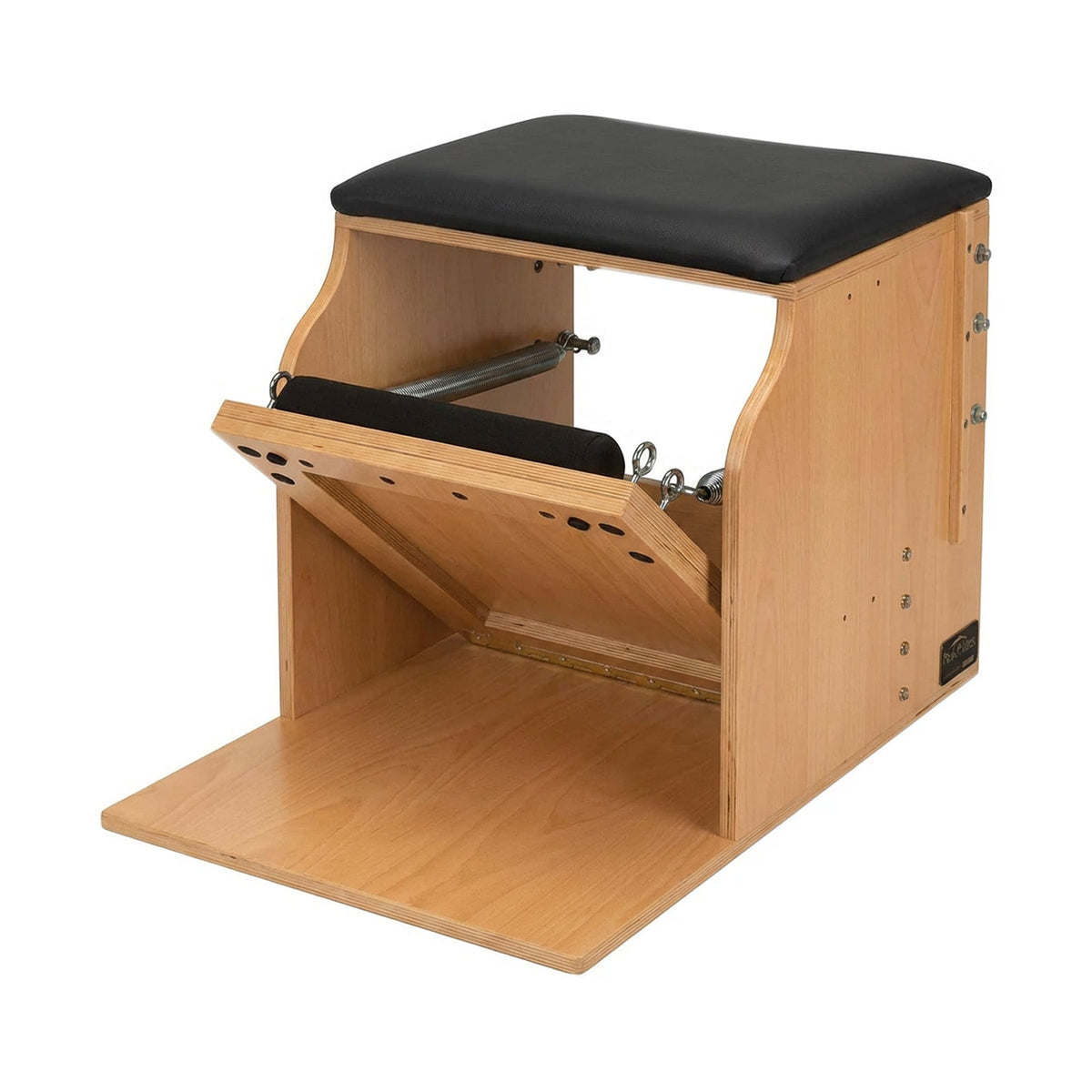 Peak Pilates Artistry Single Pedal Low Chair in beechwood, studio view