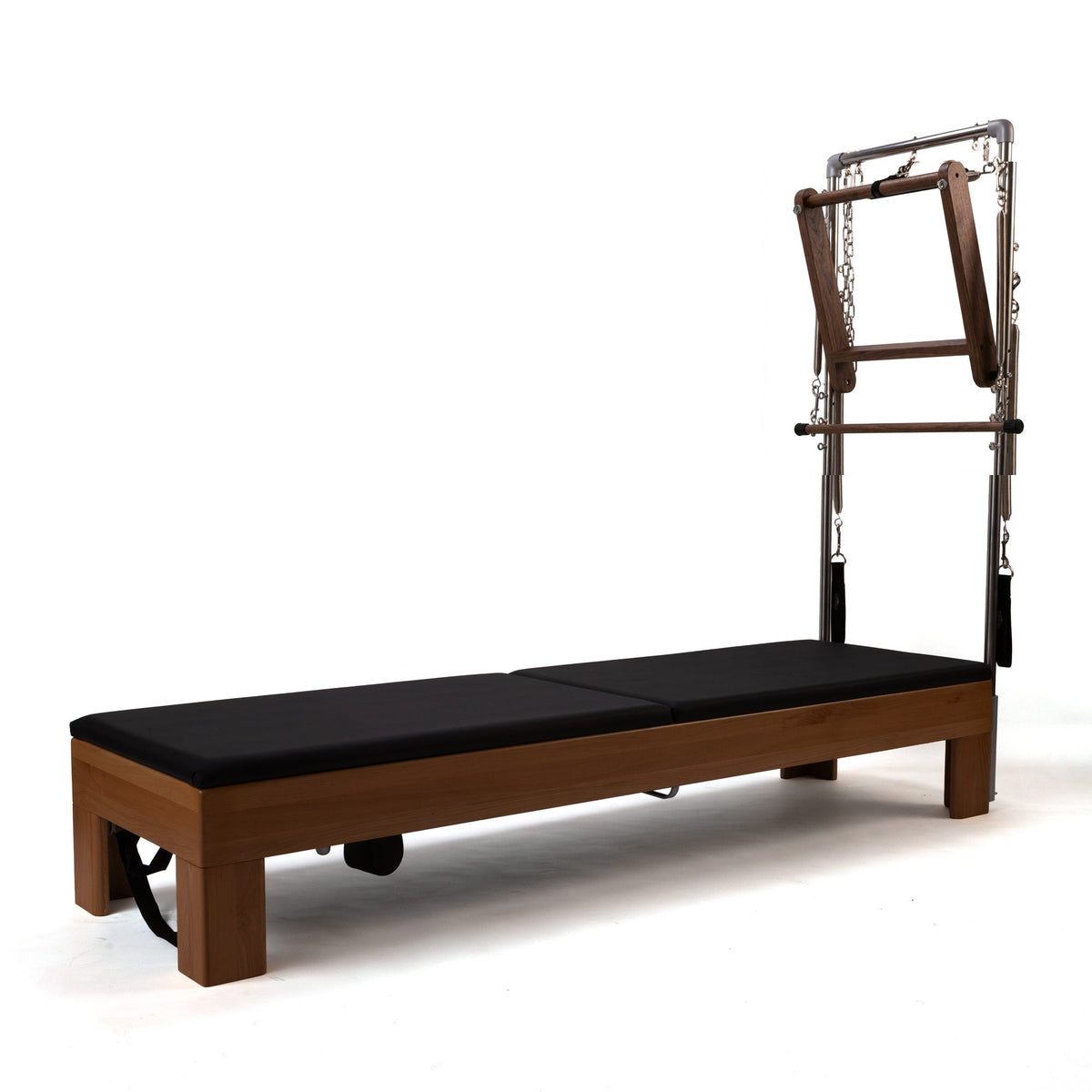 Peak Pilates Artistry TWS with Leather Straps in walnut, with the jump board fitted