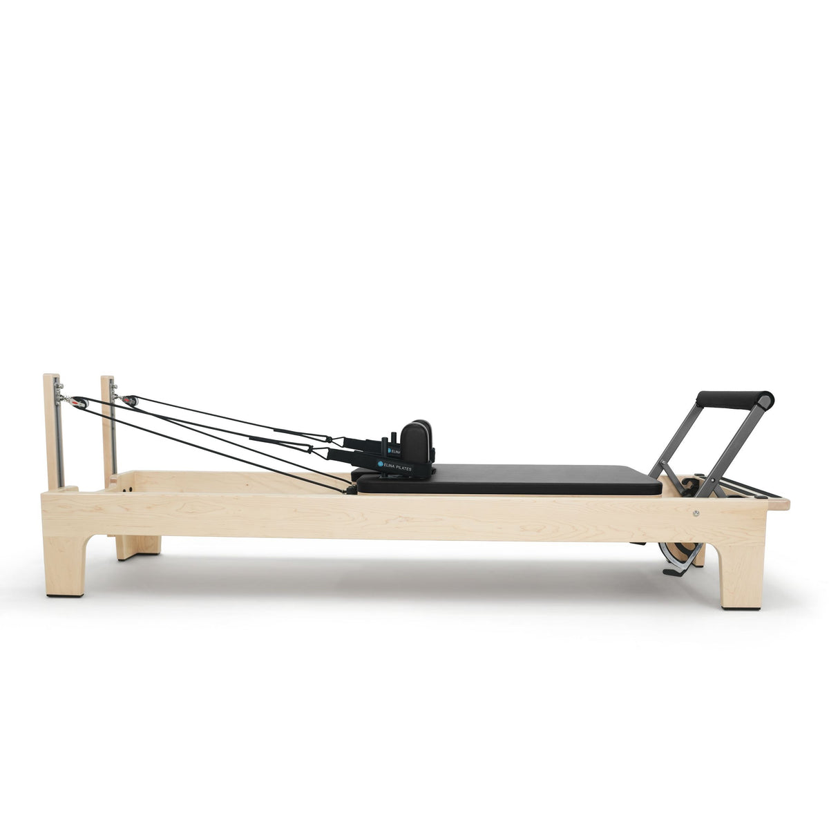 Club Reformer side view, black upholstery