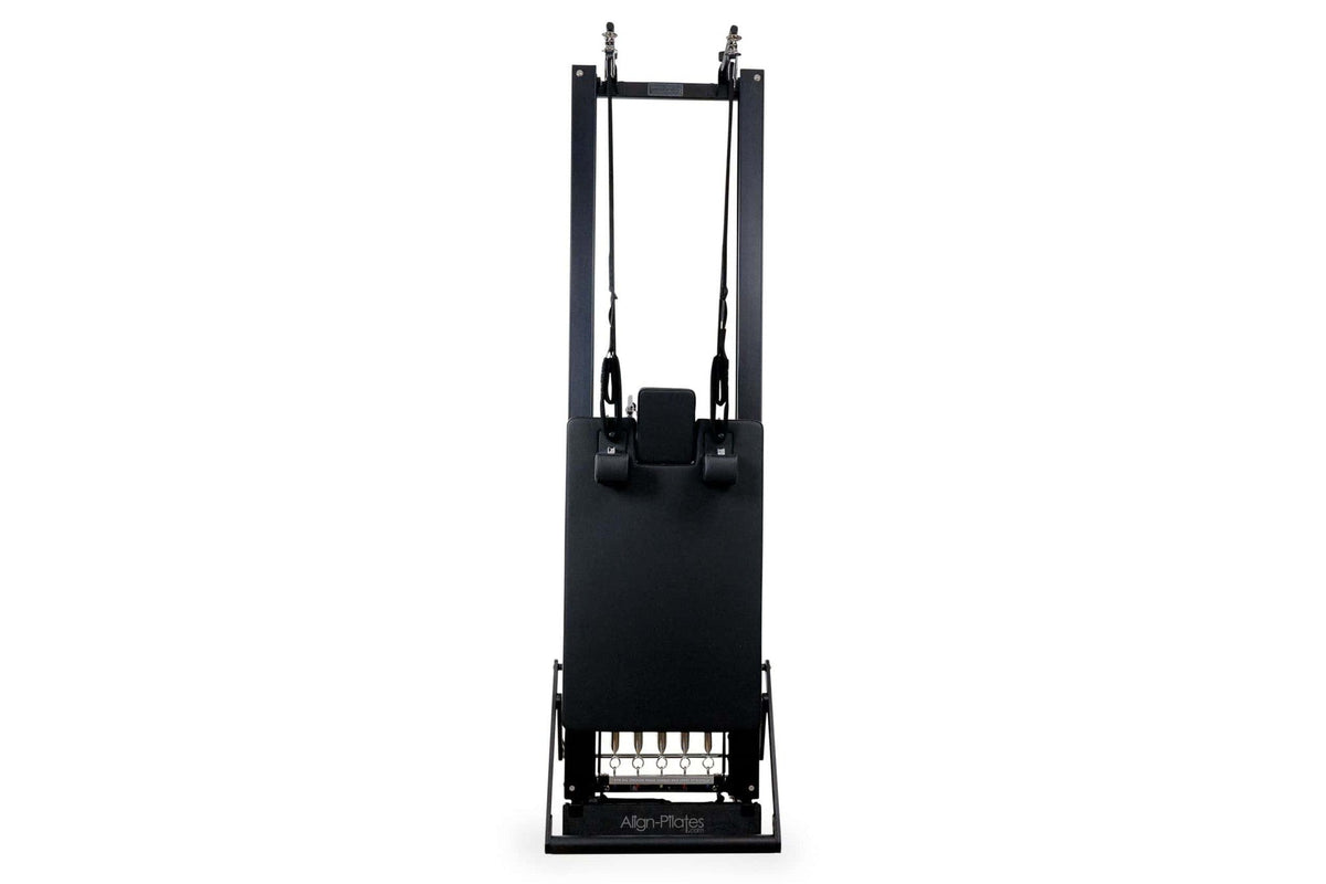 Align Pilates C8-Pro Noir, reformer standing on end