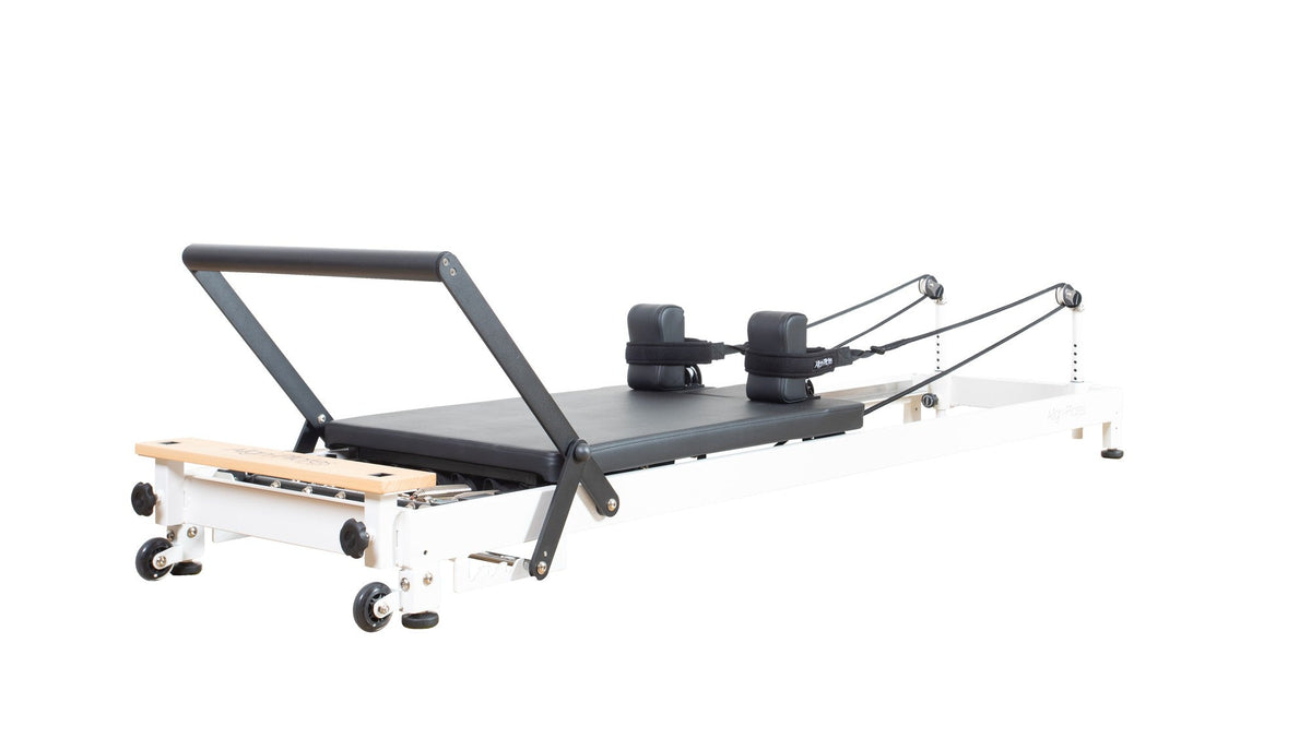 Align Pilates R8-Pro Reformer, white frame three quarter view