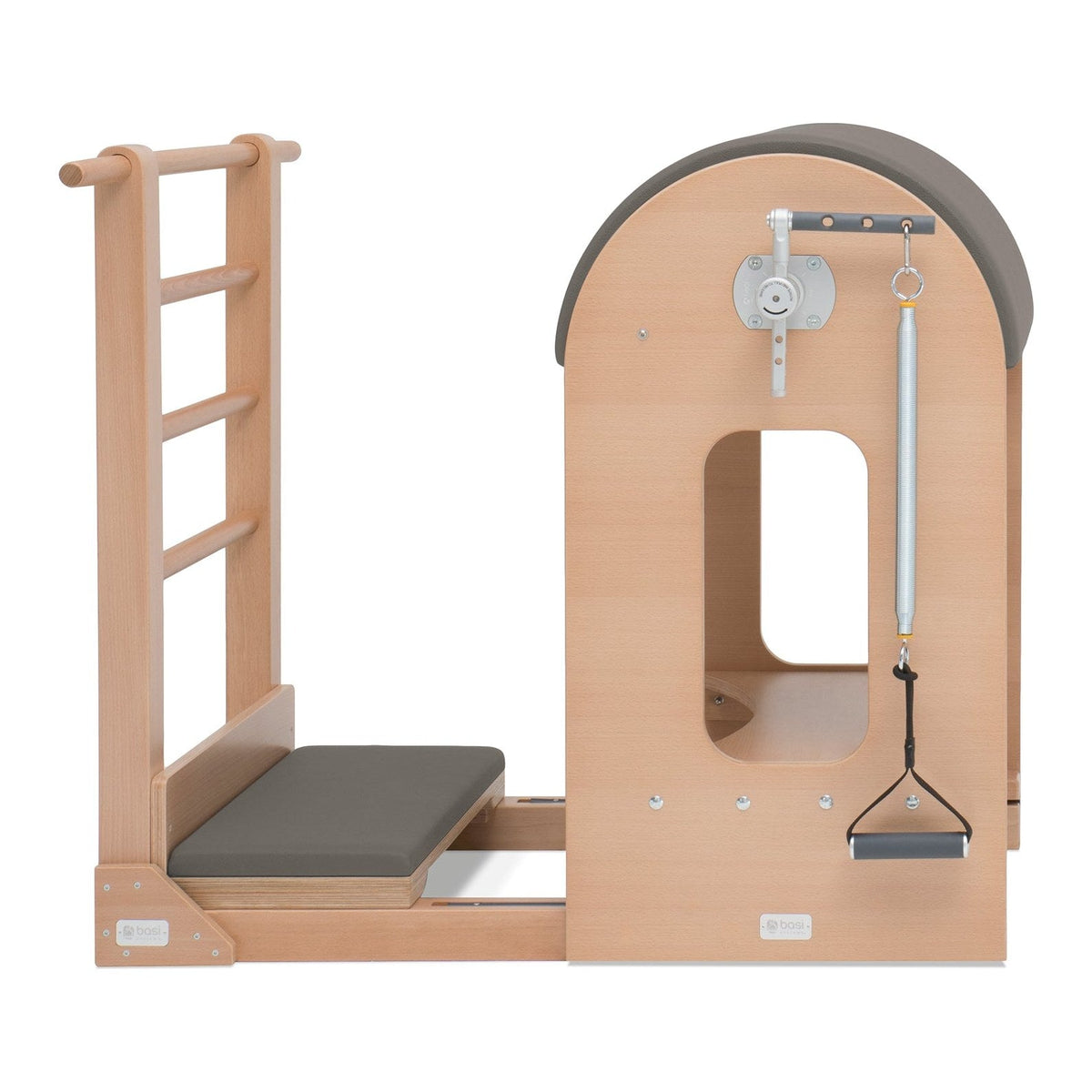 BASI Systems Ladder Barrel upholstered in Dark Cool Sand, the whole apparatus shown against a plain background