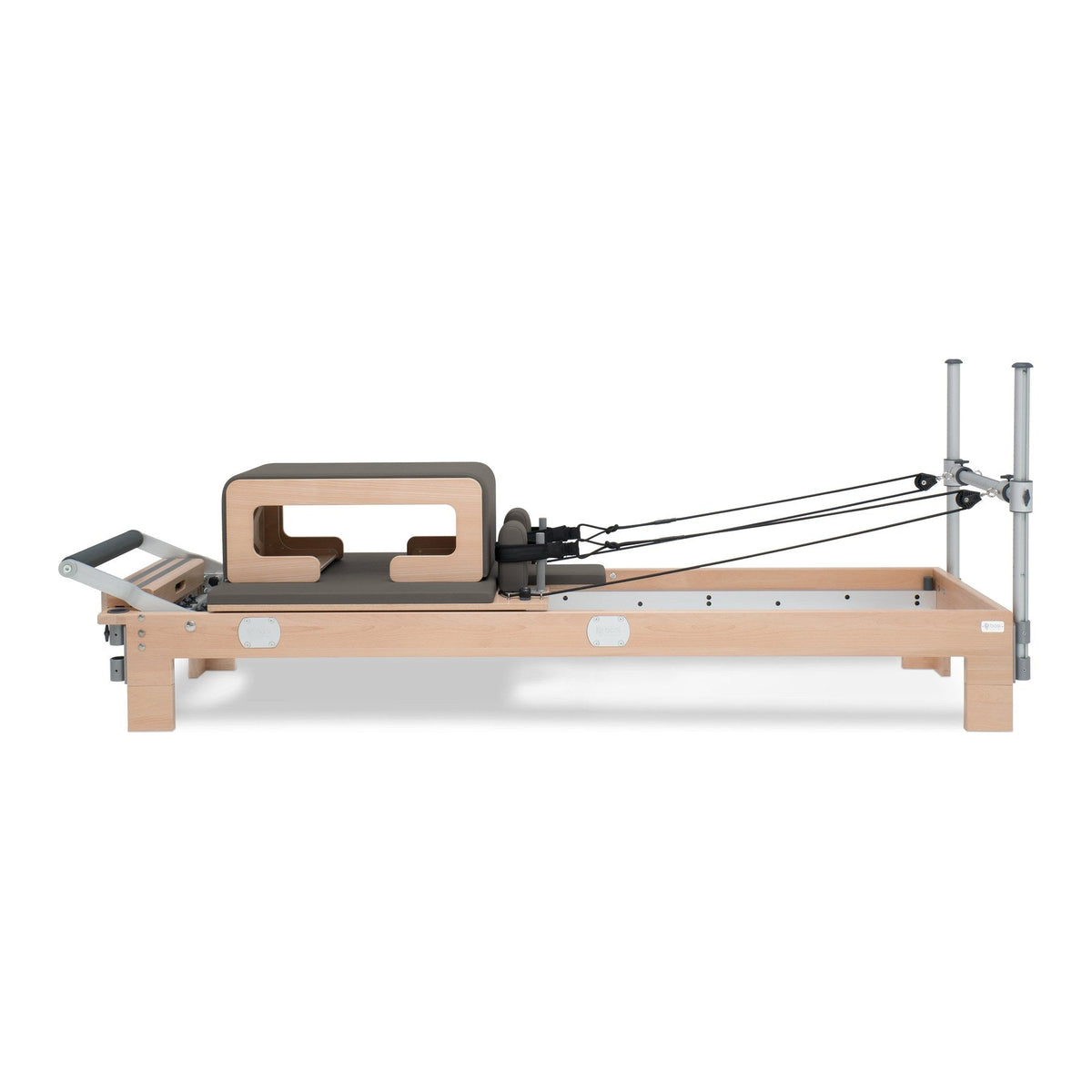 BASI Systems Reformer upholstered in Dark Cool Sand, the whole apparatus shown against a plain background, view 4
