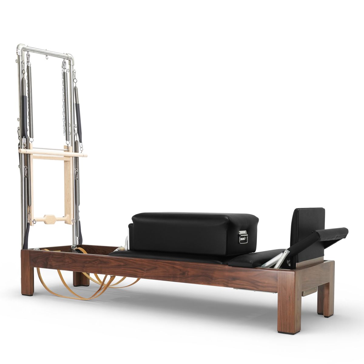 Elina Pilates Classic Dark Wood Reformer 86" with Tower in black