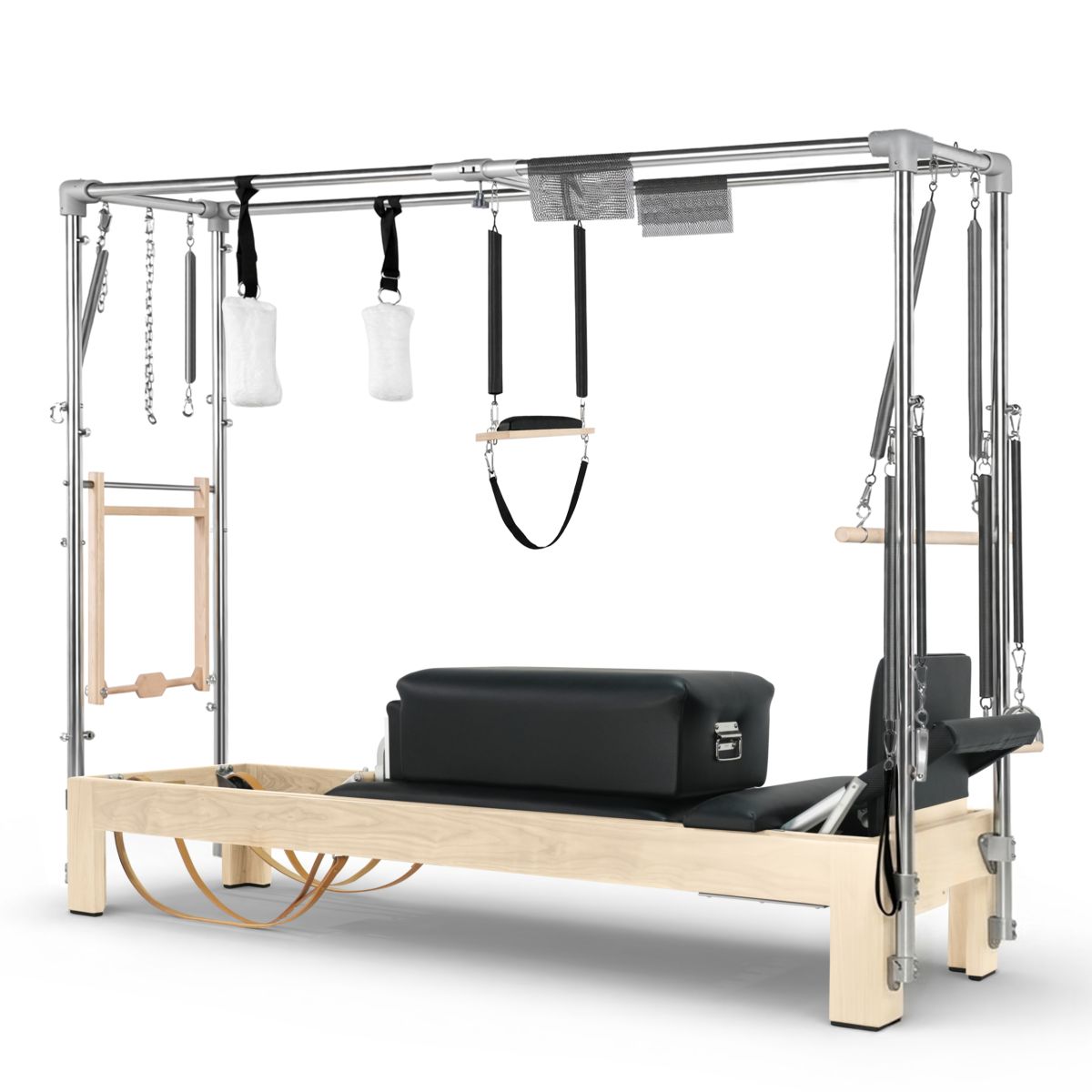 Elina Pilates Natural Wood Cadillac Reformer in black