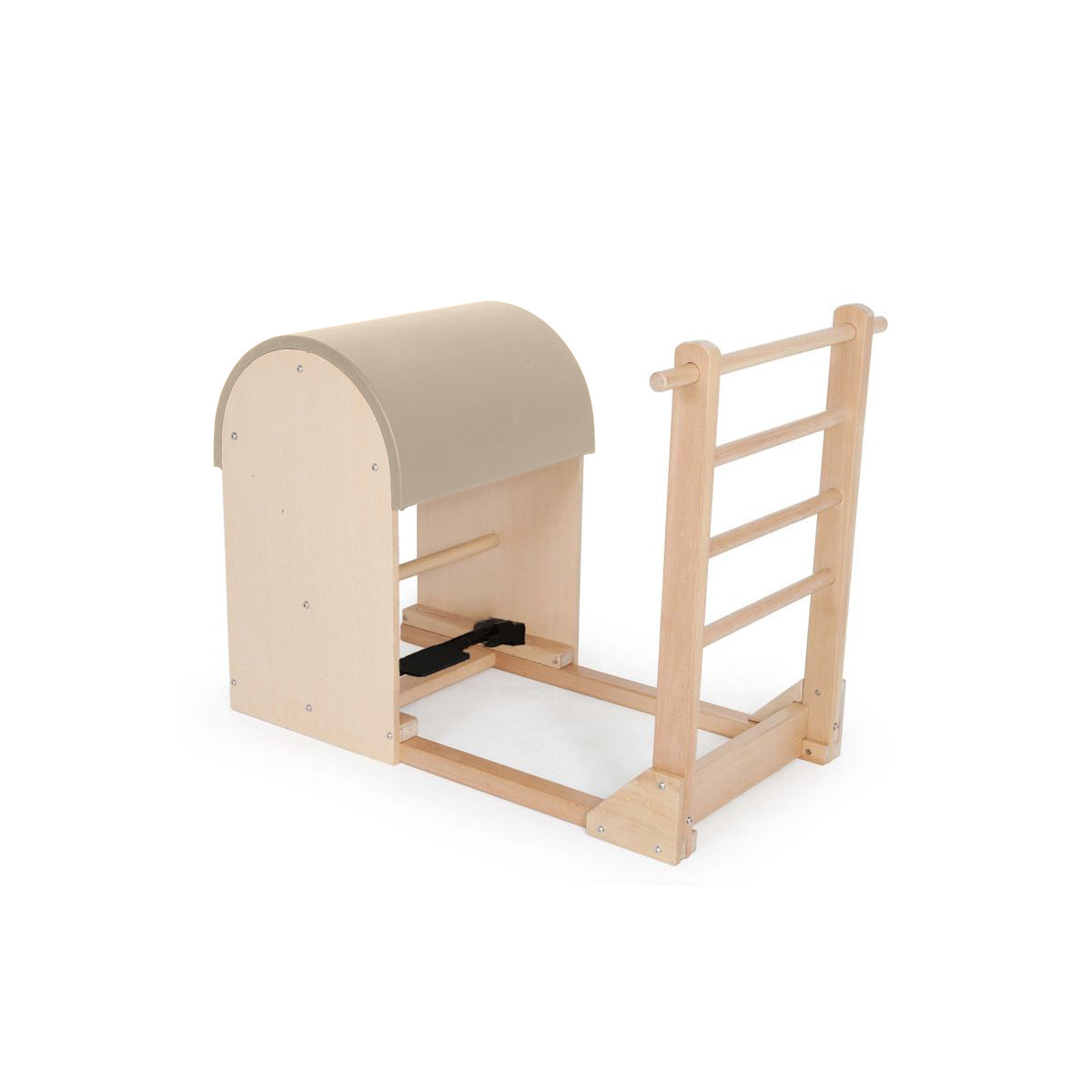 Elina Pilates Ladder Barrel with wooden base in moka made-to-order upholstery — made-to-order colourway