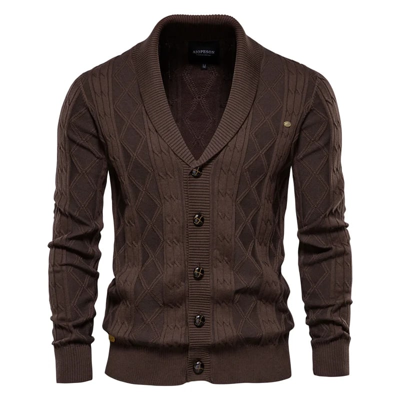 Ellis shawl-collar cardigan in brown