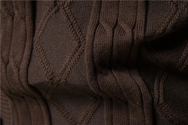 Cable and diamond knit pattern on the Ellis cardigan