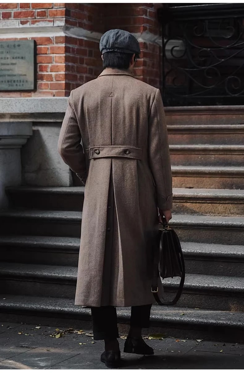 Back view of the Hartley polo coat in camel