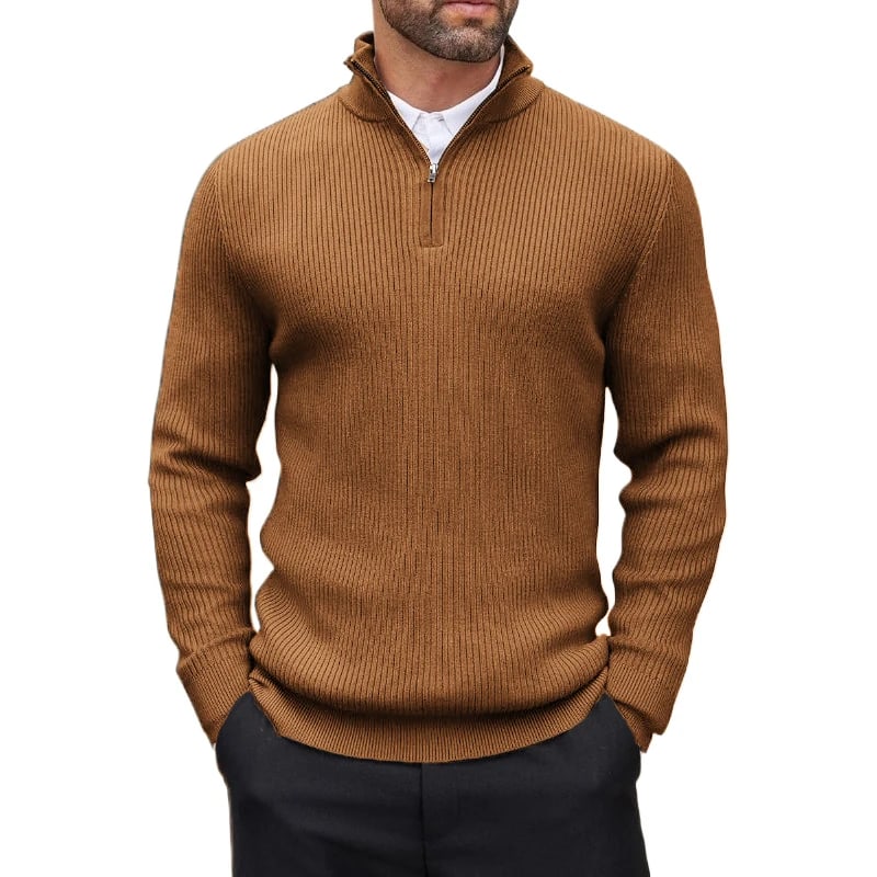 Rowan quarter-zip sweater in caramel