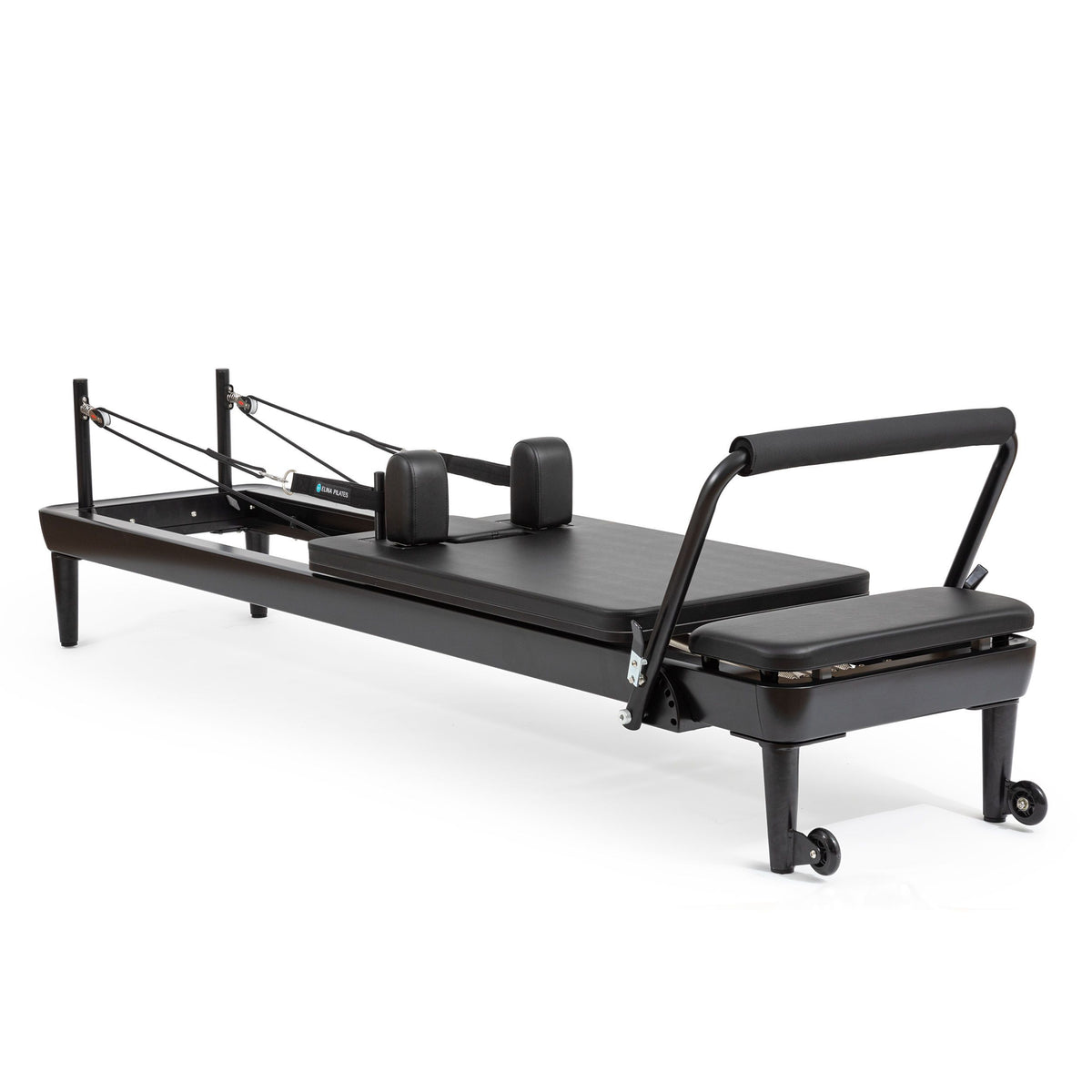 Elina Pilates Nubium Black Edition Reformer, all-black frame, angled studio view