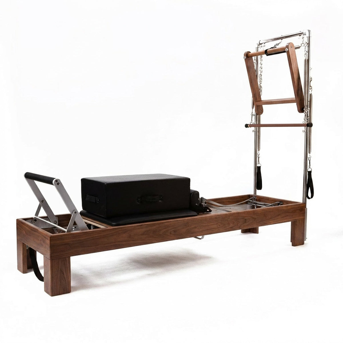 Peak Pilates Artistry TWS with Vegan Straps in walnut, studio view