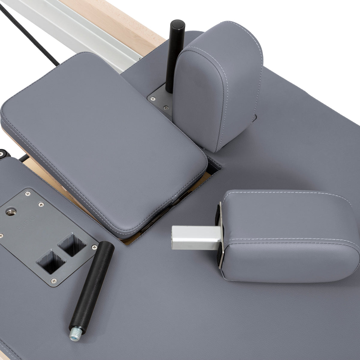 Carriage from above: headrest, shoulder rests, pads and poles, grey