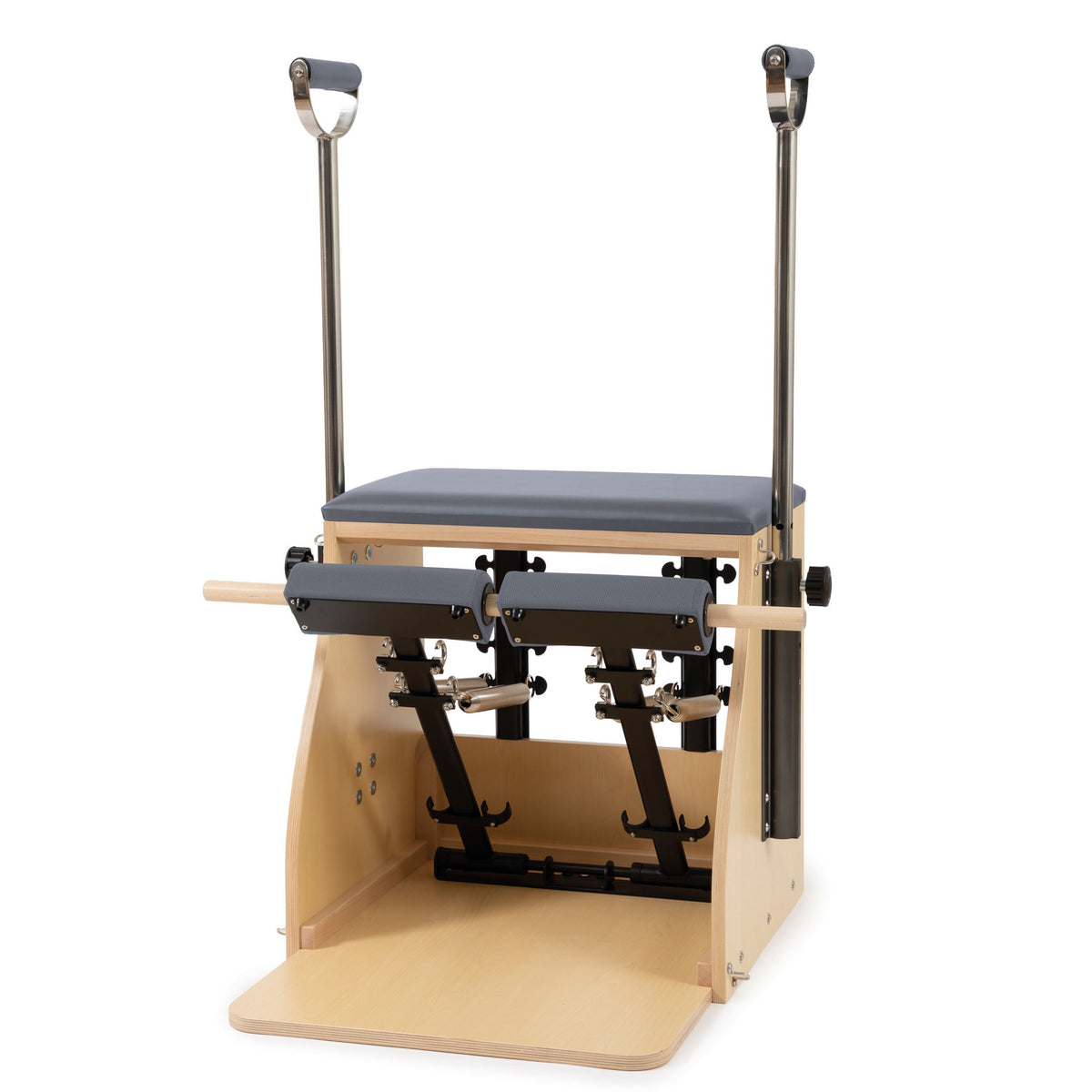 Elina Pilates Wood Combo Chair in black, split pedal with handles